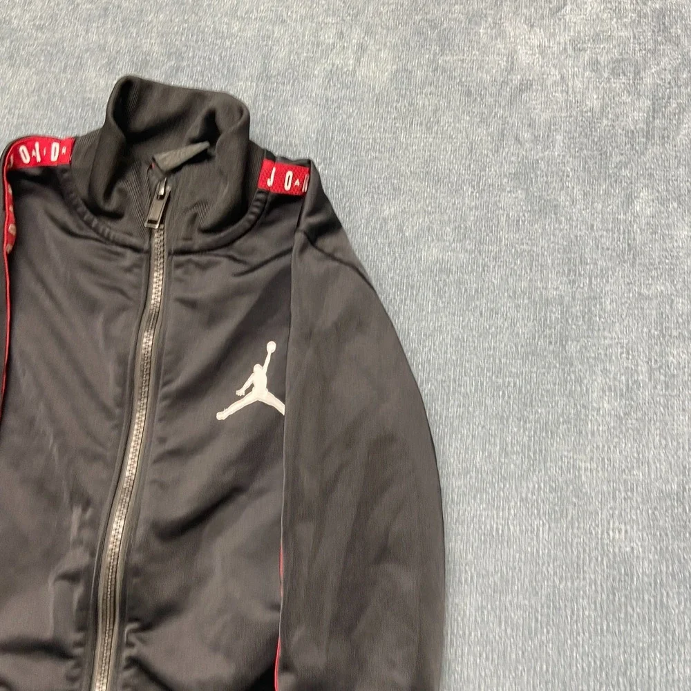 Air Jordan Tape Poly Jackets Unisex Kids M 5-6y Black Jumpman Logo Long Sleeve